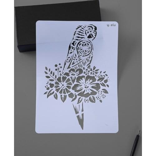 1PC Parrot Stencils Drawing Template DIY Scrapbooking Photo Album Decorative Bullet Journal Stencils Template Painting Reusable