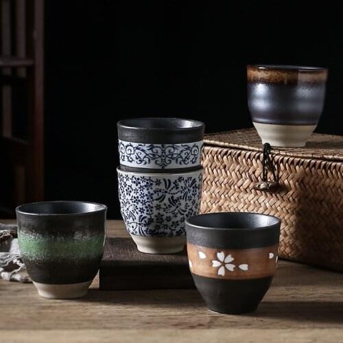Creative Japanese Style Under Glazed Hand-Painted Ceramic Vintage Tableware Teacup Water Cup Retro Small Wine Cup Dinkware