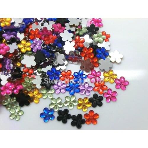 Free Shipping 500Pcs Acrylic Mixed Flower Flatback Cabochon Scrapbook 10mm Fit Phone Embellishment D2108