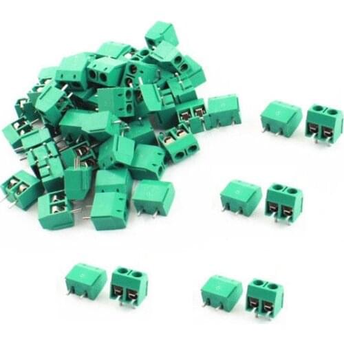 20PCS/LOT KF301-2P KF301-5.0-2P KF301 Screw 2Pin 5.0mm Straight Pin PCB Screw Terminal Block Connector green