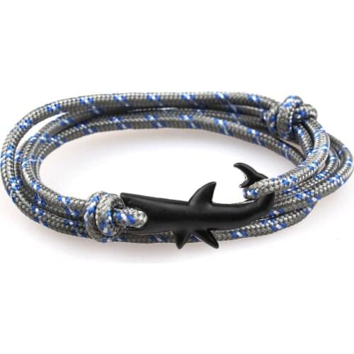 Domineering Pirate Bracelet Black Shark Animal Multilayer Rope Bracelet Mens and Womens Survival Rope Chain Mens Bag Jewelry
