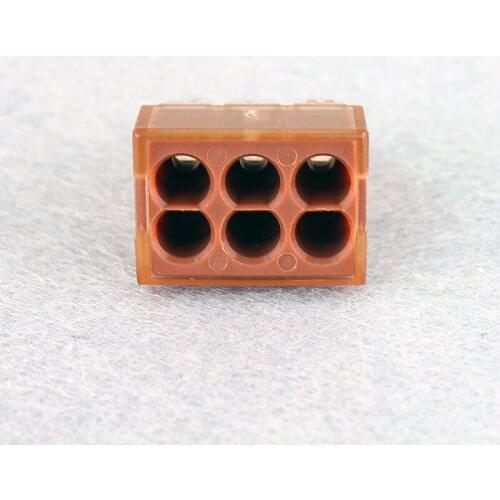 10pcs/lot PCT-606 Six-hole hard wire connector 4 square terminal quick connector and wire connector