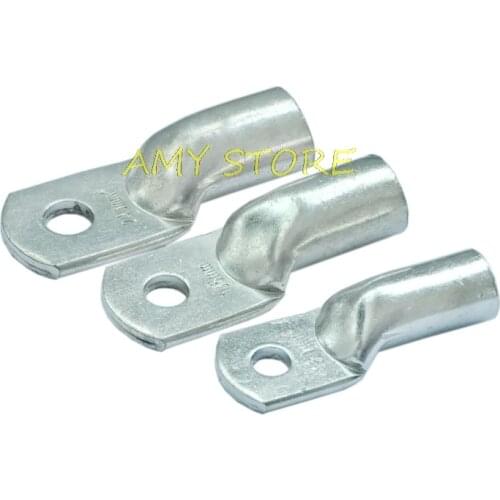 10Pcs Tinned Copper Tube Wire Cable Terminal Eyelets Rings Cable Lug JG50-10 50mm2 Wire 10mm Hole Batteries Boat Terminals