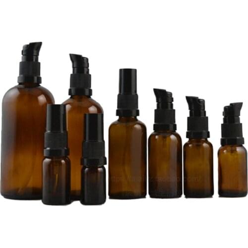 Hot Sale 5 10 15 20 30 50 100 150ml High Quality Brown Glass Bottle Refillable Spray Perfume Atomizer Lotion Pump Bottle 10pcs