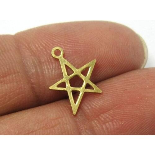 50pcs Brass earrings charms 13mm Raw brass hollow pentagram findings R327