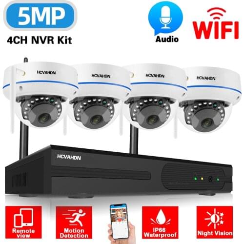 5mp Wifi IP Security Dome Camera Kit 4CH Wireless NVR Kit Outdoor Waterproof CCTV Video Surveillance Camera System Set 4 Channel