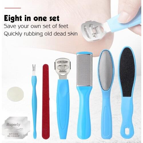 8 In 1 Foot File Pedicure Kit Callus Remover Stainless Steel Pedicure Rasp Tools Feet Exfoliating Scrubber Foot Care