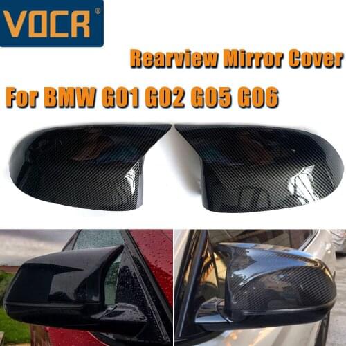 1 Pair Rearview Mirror Cover For BMW X5 G05 X6 G06 X3 G01 X4 G02 2018- Carbon Fiber Pattern Mirror Cover Caps