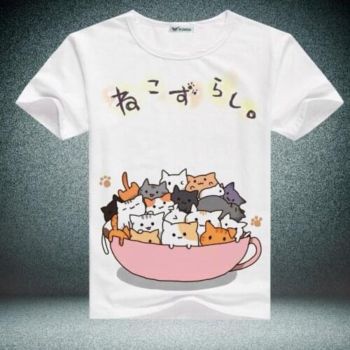 Free shipping 2018 New Fashion Casual Summer Anime T-shirt COSPLAY Neko Atsume Short-Sleeved Round Neck Cute T-shirt