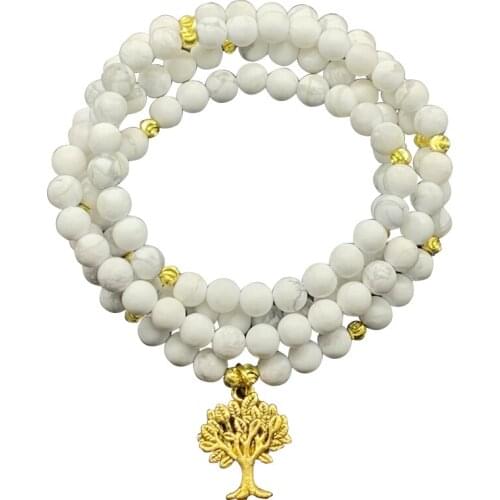 Bracelet for Women 6mm Howlite White Natue stone Not Glass Small Bead For Girls Bracelet Hot Fashion Jewelry 6 set bracelets