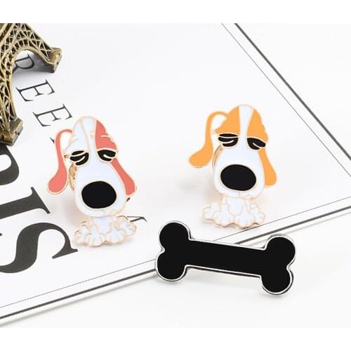 Cartoon Animal Brooch Dog And Bone Enamel Pins Mens Jackets Backpack Creative Lapel Pin Metal Badges fashion Kids women Jewelry