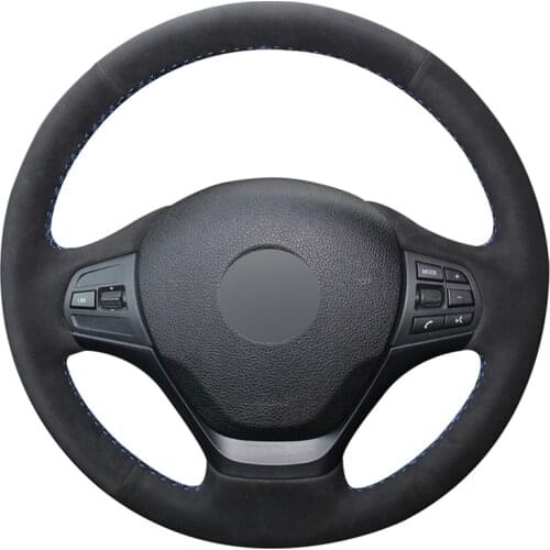 Black Suede Hand-stitched No-slip Car Steering Wheel Cover for BMW F30 F31 F34 F20 F21 F22 F23