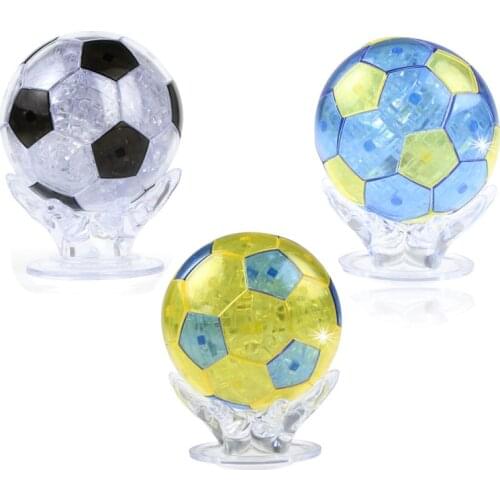 Coolplay 77PCS 3D Puzzle Football Jigsaw DIY Assembly Soccer Crystal Model Toy Flashing Soccer Crystal Brain Teaser Decoration