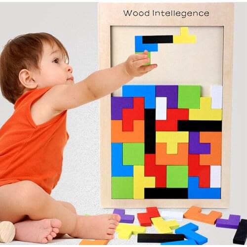 Wooden Tetris Building Block Puzzle Male And Female Baby Intelligence Brain Development Toy 3-6 Years Old