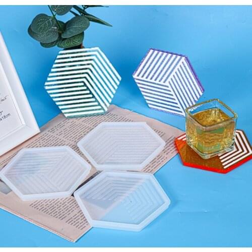 Geometric Stripes Coaster Epoxy Resin Mold Cup Mat Casting Silicone Mould DIY Crafts Home Decoration Making Tools