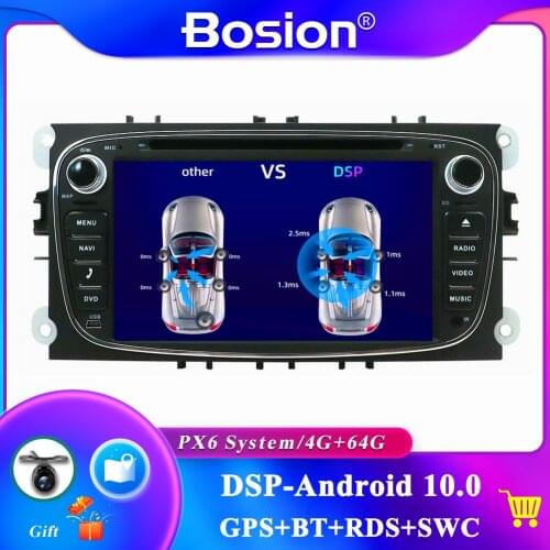 DSP 2 din Android 10.0 For Focus For Ford For Mondeo Galaxy PX6 System 4G RAM+64G Wifi BT 5.0 SWC AMP 7851 Free Camera Map