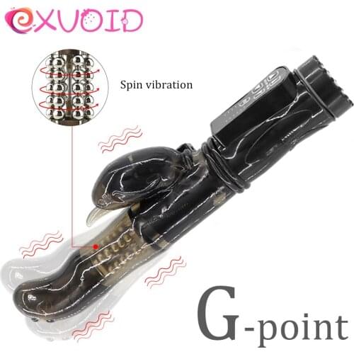 EXVOID Rabbit Vibrator Rotating Beads G Spot Massager Realistic Penis Dildo Vibrators Sex Toys for Women 12 Frequency