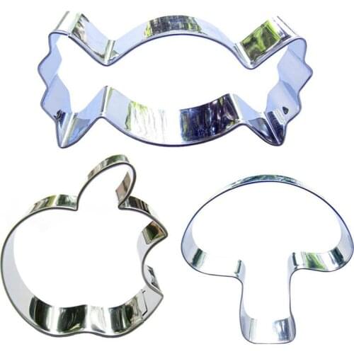 Candy, Apple, Mushroom shaped 3 piece biscuit cutting molds, baking tools, cake decorating soft candy tools