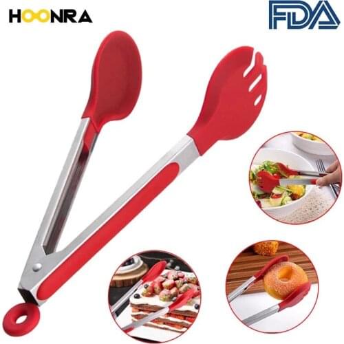 HOONRA Kitchen Food Tongs Silicone Cooking Tongs Kitchen Tools Food Clip Spatula Tongs Cooking Clamp Kitchen Utensil