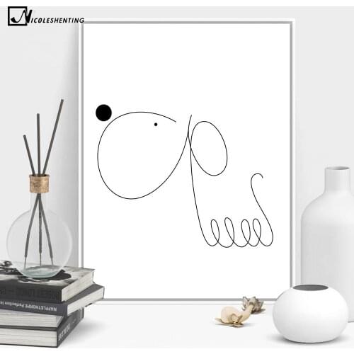 Kawaii Dog Minimalism Art Canvas Poster Painting Abstract Simple Wall Picture Print Modern Home Living Room Decoration