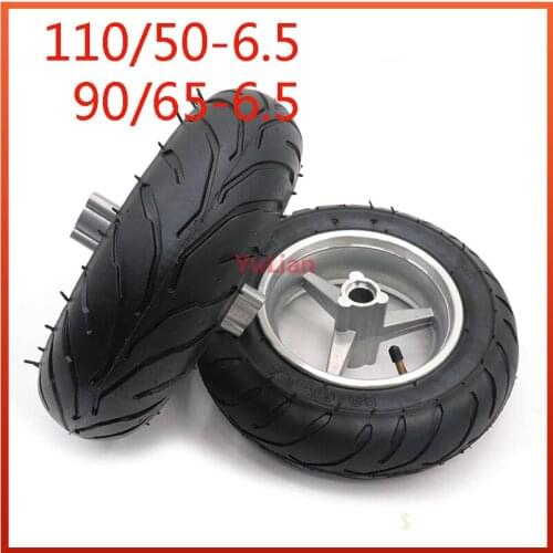 Wheel 90/65-6.5 Front and 110/50-6.5 rear rims Hub with tubeless vacuum tires for pocket bike 47cc 49cc 2 stroke small motorcyle