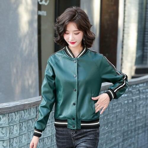 Large Size PU Leather Clothing Female Jackets New 2021 Motorcycle Leather Jacket Women Short Slim Spring And Autumn Coat Women