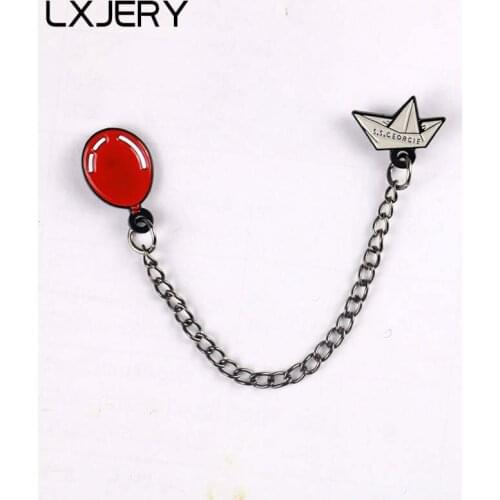 LXJERY Red Balloon Paper Boat Enamel Pin Badge On Backpack Stephen Kings It Brooch Pins For Clothes Broche For Women Girls Gift
