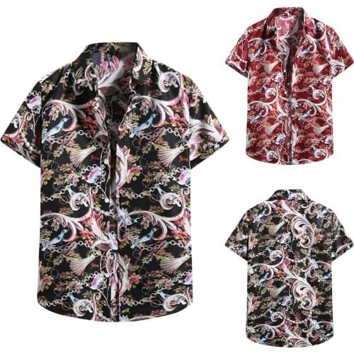 2021 Shirts For Mens Fashion Cardigan Short Sleeve Hawaiian Beach Flower Shirt Mens Turn-Down Collar Shirt Male Shirts Blouse