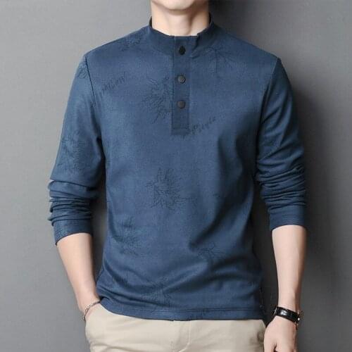 2020 Winter Thick Mandarin Collar Shirts Mens Stand Collar Elegant Purple Dress Double-sided Plush Soft Blue Clothes Big Size