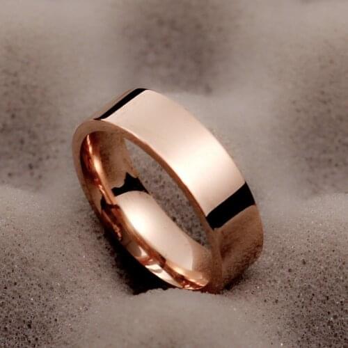 MANGOSKY 6mm 316 Titanium Stainless Steel Rose Gold Ring Engagement Wedding Charm Rings Men Women