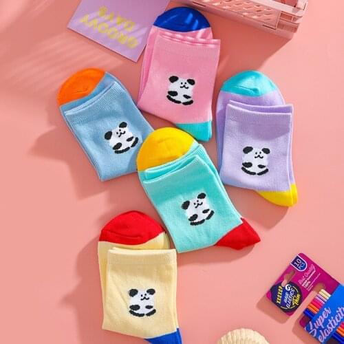 Cartoon Socks Women Panda Animal Print Kawaii Cute Korean Style Cat Cotton Woman Calcetines Meias Mulher Skarpetki Calcetas Sock