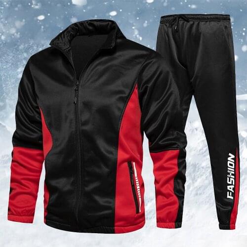 Autumn Winter Men Sweatshirt Tracksuit Sets 2020 Men Fashion Patchwork Jacket Pants Training Suit Casual Sports Wear Jogger Set