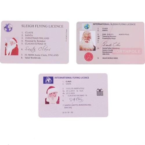 Fake Plastic Card Santa Claus Flying Licence Sleigh Licence for Children Kids Creative Christmas Gift Christmas Tree Decorations