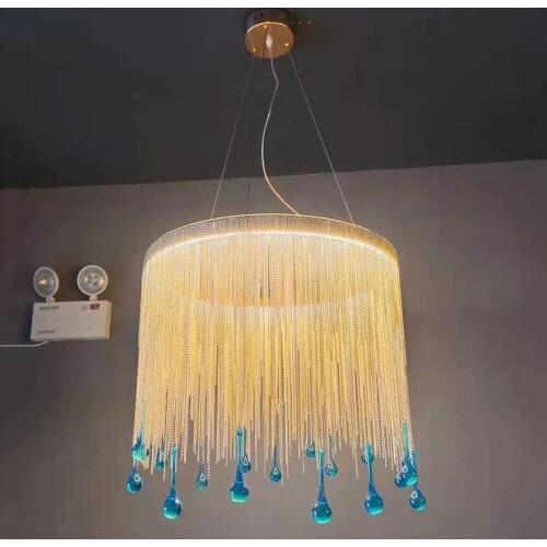 Luxury Chandeliers Round Creative Modern Lamp For Living Room Bedroom Kitchen Led Chain Indoor Lightings New Glass Light Fixture