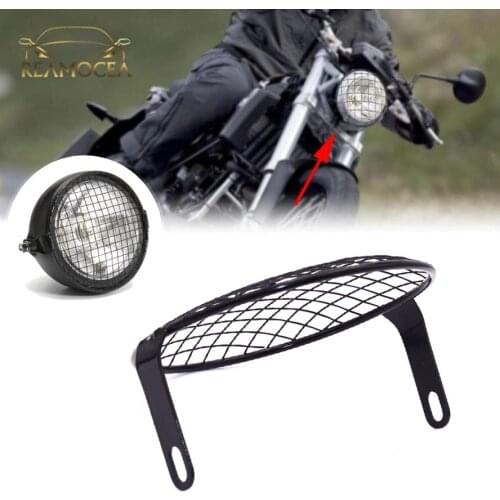 Reamocea Retro Mesh Mask Vintage Grill Side Mount Headlight Lamp Cover Protector Guard Fit for GN CG125 Motorcycle Accessories