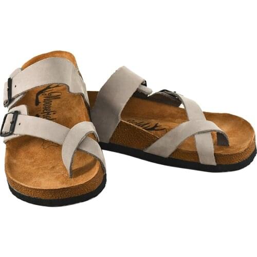 Moosefield Genuine Leather Gray Womens Slippers MD-7MMF Summer flip-flops new model