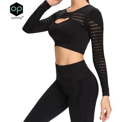 Gym Set Women 2 PCS Seamless Yoga Set for Women Long Sleeve Gym Crop Top High Waist Leggings Tracksuit Women Fitness Clothing