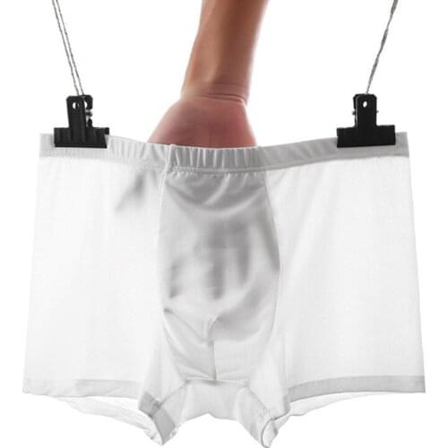 Thin Cueca Calzoncillos Transparent Man Underpants Mens Seamless Ice Silk Boxers Solid Sexy U Pouch Breathable Male Underwear
