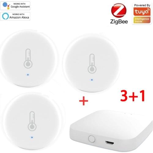 Tuya ZigBee Smart Temperature And Humidity Sensor Work With Amazon Alexa Google Home Smart Home Control App Wireless Gateway Hub