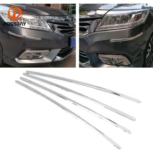 POSSBAY 4x Universal Car Auto Bumper Corner Protector Lip Guard Chrome Front Rear Bumper Car Anti Crash Bar Strip Trim Decor