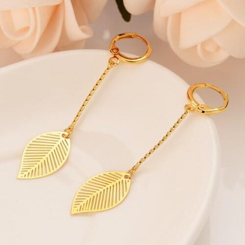 Dubai Vintage Statement Fashion african Gold Color Leaf Drop Earrings For Women Accessories Earrings Jewelry Brincos girls gift