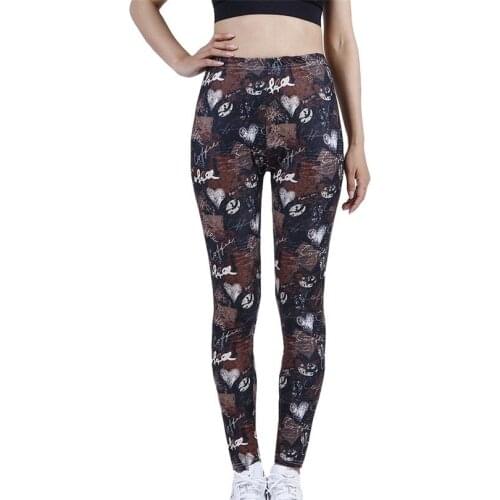 CKAHSBI New Fitness Yoga Pants Women Legging Coffee Letters Love Print ElasticHigh Quality Polyester Ankle-Length Stretch