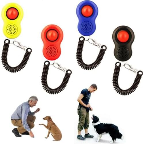 1pc Pet Dog Cat Button Click Clicker Trainer Training Obedience Aid Wrist Strap Delicate Button Clicker Pets Dog Cat Pet Clicker