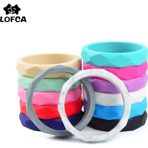 LOFCA 1pc Teething Bracelet Silicone Baby Bangle Teether Wristband Aldut Size Fashion Chew Toy Silicone Beads Nursing Jewelry