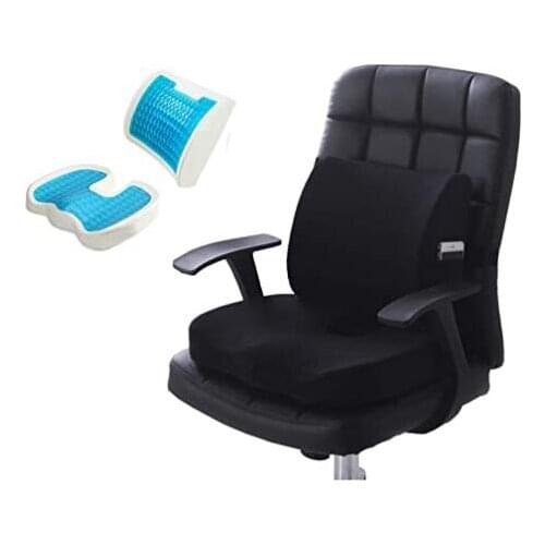 2pcs Gel Memory Foam Seat Cushion Set U-shaped Hips Shaping Anti-Hemorrhoid Cushion Waist Massage Support Back Cushion