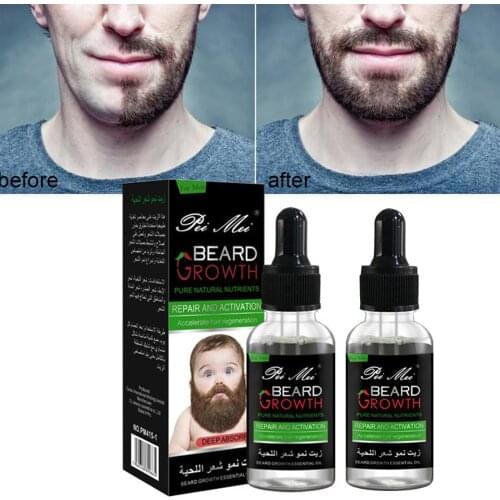 2pcs Professional Mustache Beard Growth Oil Fast Growing Facial Hair Growth 30ml Natural Beard Growth Beard Enhancer Oil