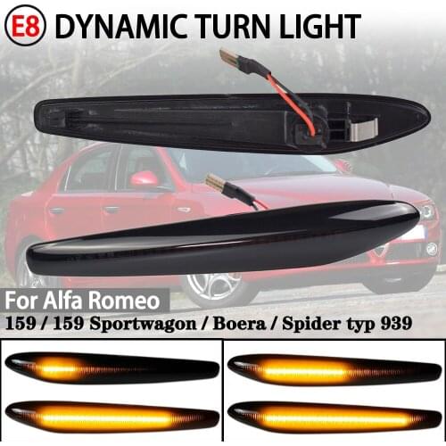 Dynamic Amber LED Side Marker Turn Signal Sequential Blinker Light For Alfa Romeo 159 Sportwagon Boera Spider Typ 939 2Pcs