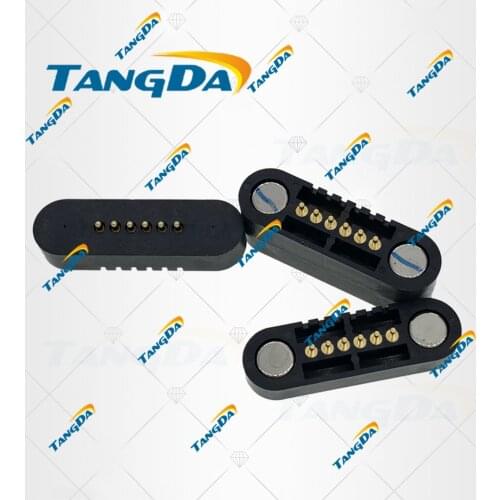 2 pcs pogo pin connector test TANGDA 6p 6pin magnet spring loaded pitch 2mm 2 mm through holes solder male female probe 1A DIP T