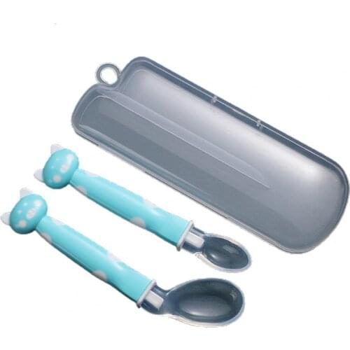 3Pcs/Set Convenient Baby Tableware Cartoon Shape Eat Training Silicone Infant Spoon Fork Set Baby Gadgets Tableware Set for Home