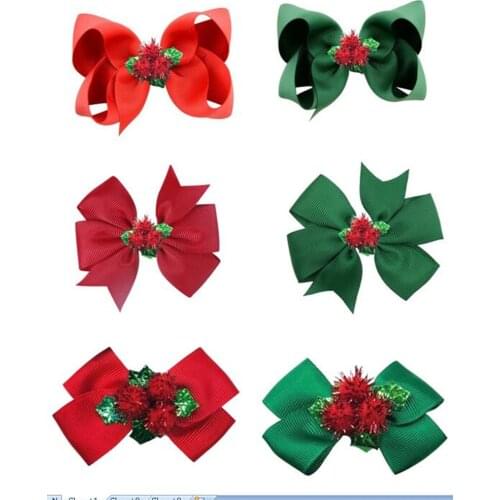 3pcs/ NEW Christmas hair Bow Gold Thread Fluffy Craft Pompom Balls BOWKNOT HAIR CLIP Christmas Hair Accessories
